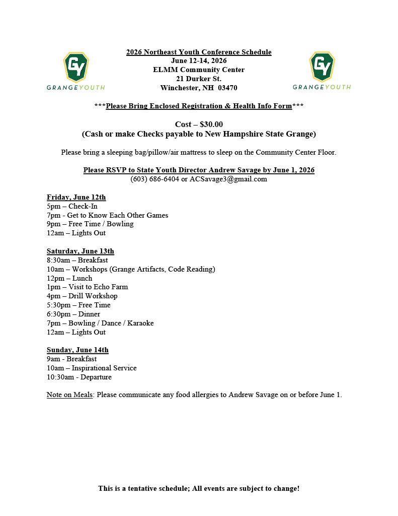 2026 Northeast Regional Youth Conference schedule